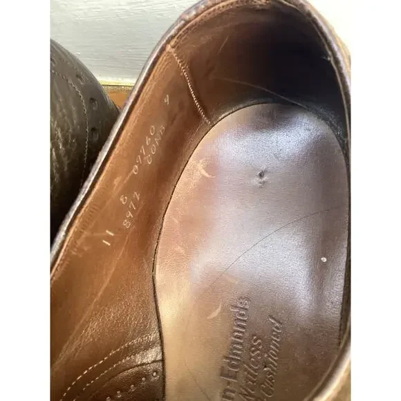vtg Allen Edmonds Nassau Black Sharkskin Wingtip Brogue Business